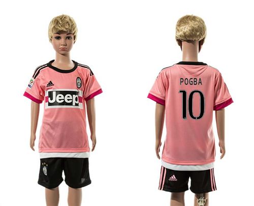 Juventus #10 Pogba Pink Away Kid Soccer Club Jersey