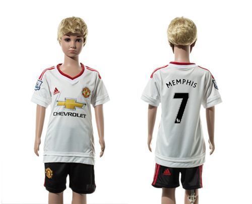 Manchester United #7 Memphis Away Kid Soccer Club Jersey