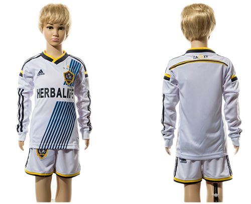 Los Angeles Galaxy Blank Home Long Sleeves Kid Soccer Club Jersey