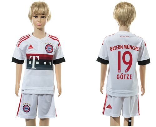 Bayern Munchen #19 Gotze Away Kid Soccer Club Jersey