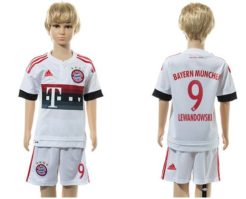 Bayern Munchen #9 Lewandowski Away Kid Soccer Club Jersey