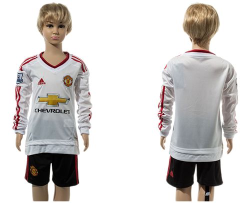 Manchester United Blank Away Long Sleeves Kid Soccer Club Jersey