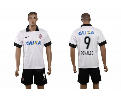 Corinthians #9 Ronaldo White Home Soccer Club Jersey
