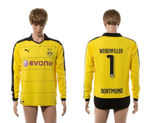 Dortmund #1 Weidenfeller Home Long Sleeves Soccer Club Jersey