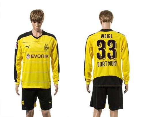 Dortmund #33 Weigl Home Long Sleeves Soccer Club Jersey