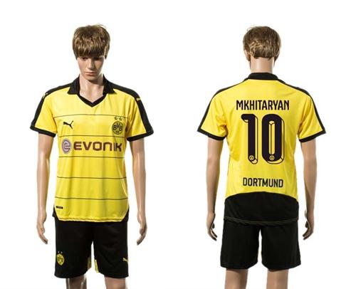 Dortmund #10 Mkhitaryan Yellow Soccer Club Jersey