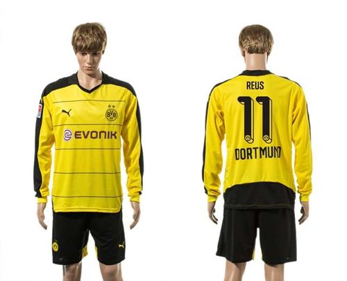 Dortmund #11 Reus Home Long Sleeves Soccer Club Jersey