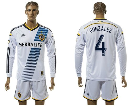 Los Angeles Galaxy #4 Gonzalez Home Long Sleeves Soccer Club Jersey