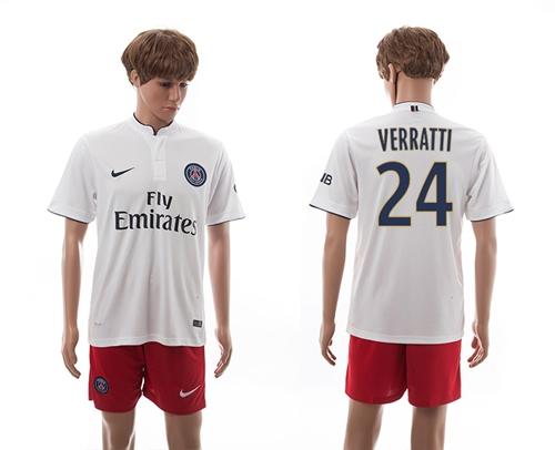 Paris Saint Germain #24 Verratti White Away Soccer Club Jersey