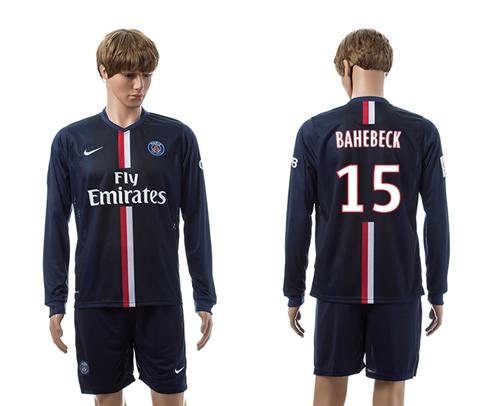 Paris Saint Germain #15 Bahebeck Home Long Sleeves Soccer Club Jersey