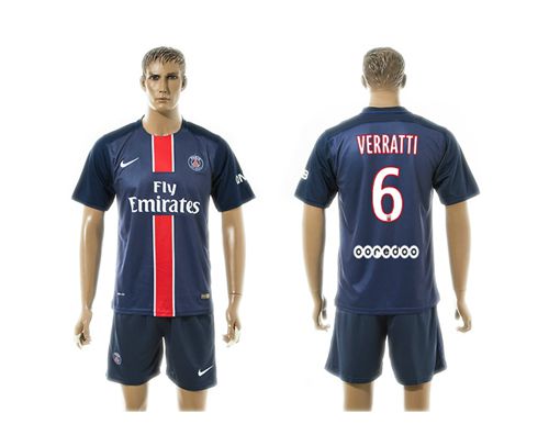 Paris Saint Germain #6 Verratti Home Soccer Club Jersey