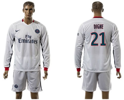 Paris Saint Germain #21 Digne Away Long Sleeves Soccer Club Jersey