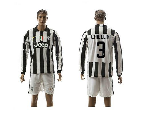 Juventus #3 Chiellini Home Long Sleeves Soccer Club Jersey