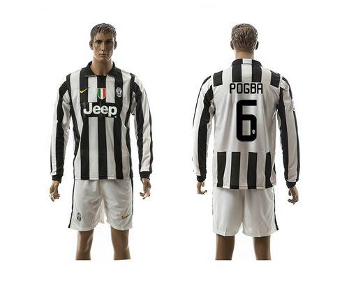 Juventus #6 Pogba Home Long Sleeves Soccer Club Jersey