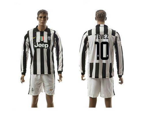 Juventus #10 Tevez Home Long Sleeves Soccer Club Jersey