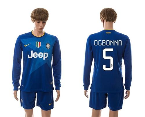 Juventus #5 Dgbonna Blue Away Long Sleeves Soccer Club Jersey