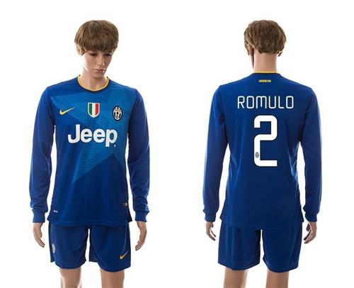 Juventus #2 Romulo Blue Away Long Sleeves Soccer Club Jersey