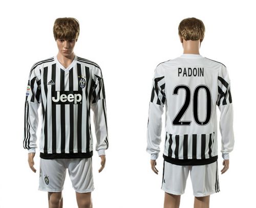 Juventus #20 Padoin Home Long Sleeves Soccer Club Jersey