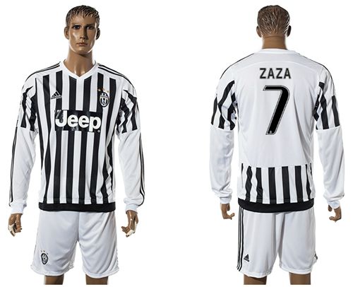 Juventus #7 Zaza Home Long Sleeves Soccer Club Jersey