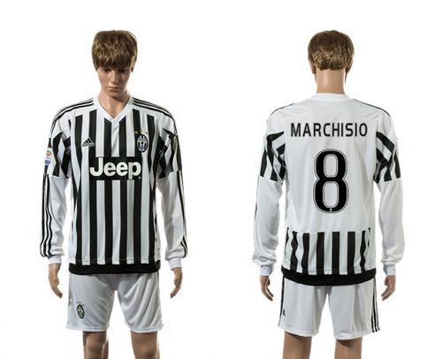 Juventus #8 Marchisio Home Long Sleeves Soccer Club Jersey