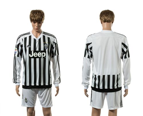 Juventus Blank Home Long Sleeves Soccer Club Jersey