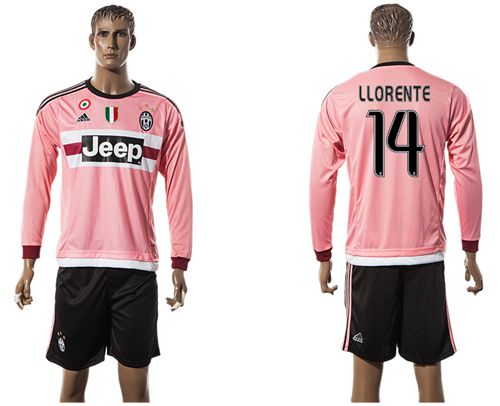 Juventus #14 LLORENTE Pink Long Sleeves Soccer Club Jersey