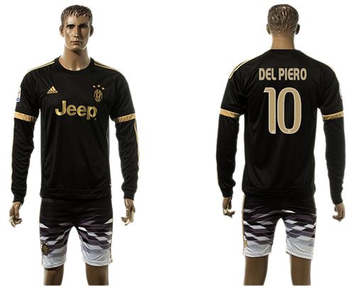 Juventus #10 Del Piero SEC Away Long Sleeves Soccer Club Jersey