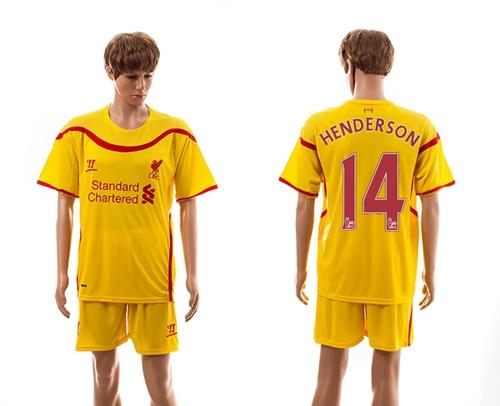 Liverpool #14 Henderson Yellow Away Soccer Club Jersey