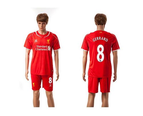 Liverpool #8 Gerrard Red Home Soccer Club Jersey