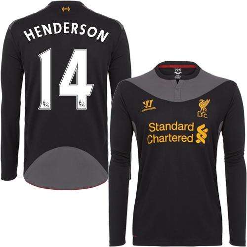 Liverpool #14 Jordan Henderson Long Sleeves Away Soccer Club Jersey