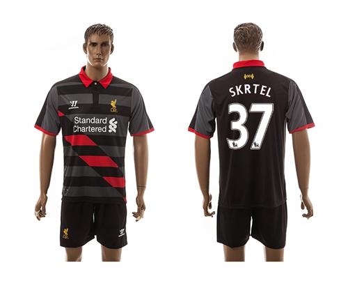 Liverpool #37 Skrtel Black/Black Shorts Away Soccer Club Jersey