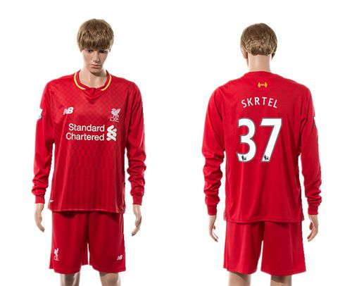 Liverpool #37 Skrtel Red Home Long Sleeves Soccer Club Jersey