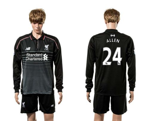 Liverpool #24 Allen SEC Away Long Sleeves Soccer Club Jersey