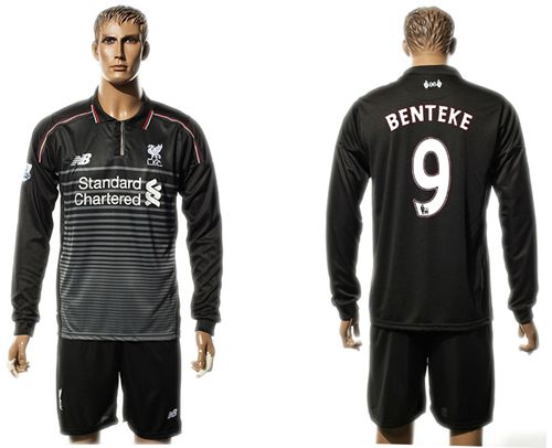 Liverpool #9 Benteke SEC Away Long Sleeves Soccer Club Jersey