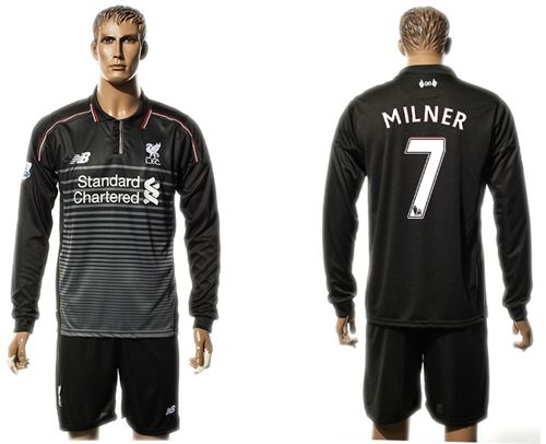 Liverpool #7 Milner SEC Away Long Sleeves Soccer Club Jersey