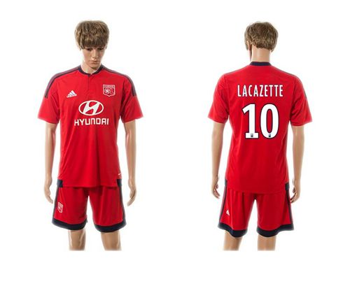 Lyon #10 Lacazette Away Soccer Club Jersey