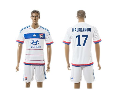 Lyon #17 Malbranque Home Soccer Club Jersey