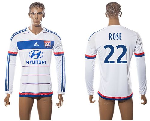 Lyon #22 Rose Home Long Sleeves Soccer Club Jersey