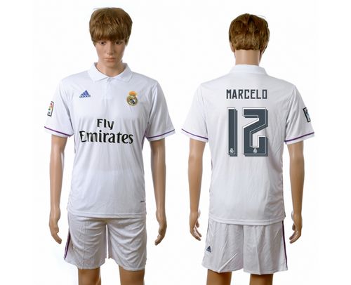 Real Madrid #12 Marcelo White Home Soccer Club Jersey