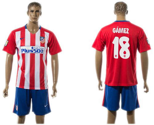 Atletico Madrid #18 Gamez Home Soccer Club Jersey