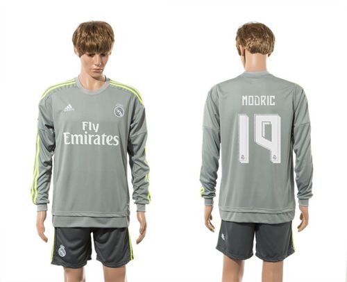 Real Madrid #19 Modric Away Long Sleeves Soccer Club Jersey