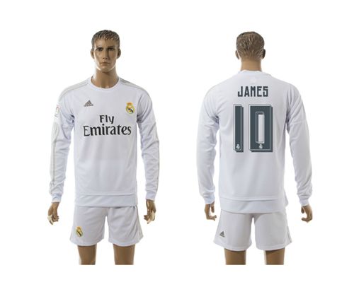 Real Madrid #10 James White Home Long Sleeves Soccer Club Jersey