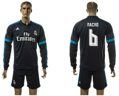 Real Madrid #6 Nacho Sec Away Long Sleeves Soccer Club Jersey