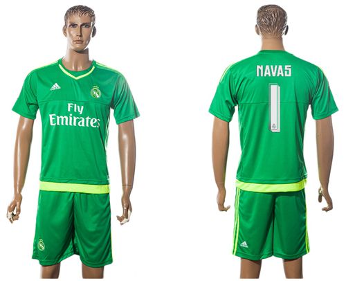 Real Madrid #1 Navas Green Goalkeeper Soccer Club Jersey