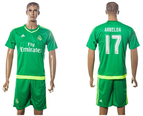 Real Madrid #17 Arbeloa Green Goalkeeper Soccer Club Jersey