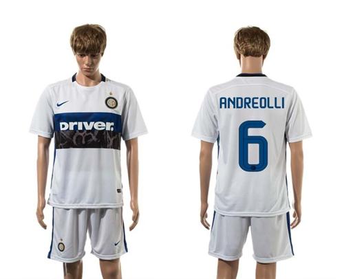 Inter Milan #6 Andreolli White Away Soccer Club Jersey