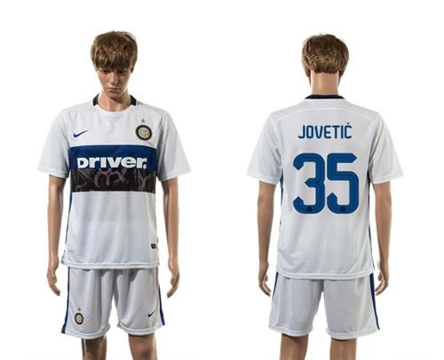 Inter Milan #35 Jovetic White Away Soccer Club Jersey