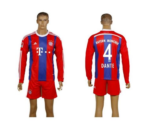 Bayern Munchen #4 Dante Home Long Sleeves Soccer Club Jersey