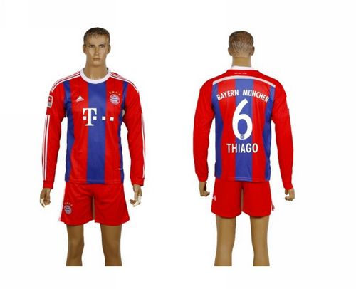 Bayern Munchen #6 Thiago Home Long Sleeves Soccer Club Jersey