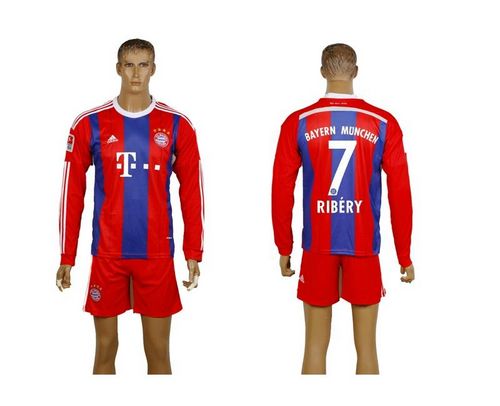 Bayern Munchen #7 Ribery Home Long Sleeves Soccer Club Jersey